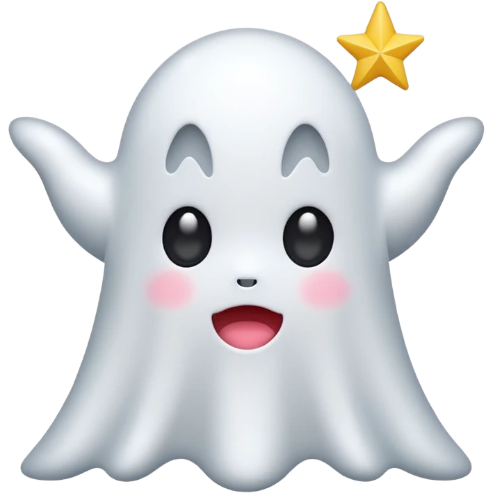 ghost kawai star white emoji