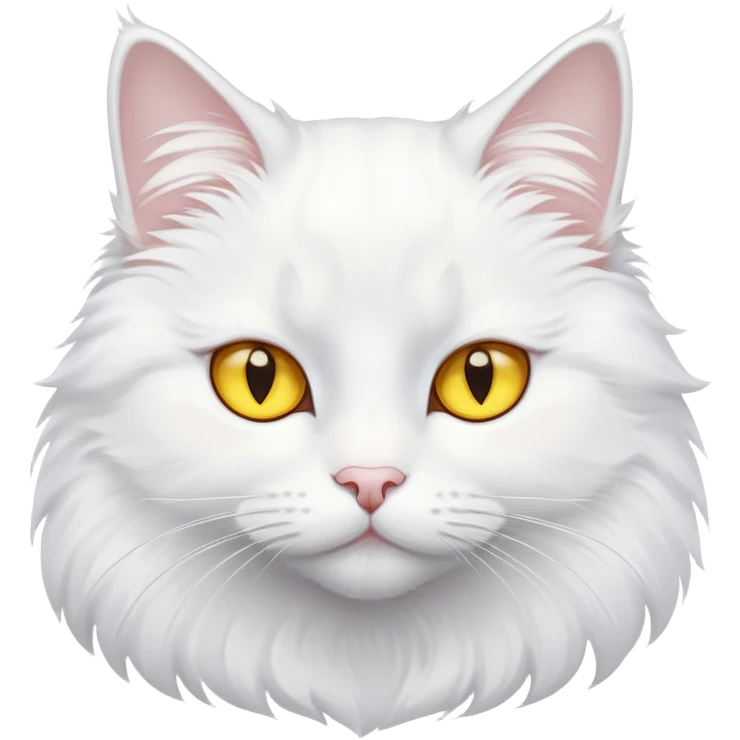 Pure white cat with yellow eyes emoji