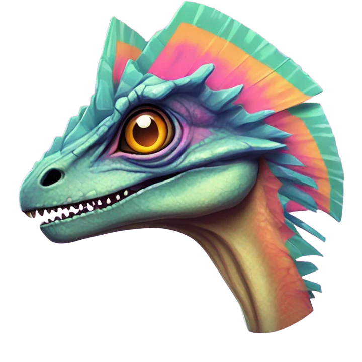 Vaporwave dilophosaurus head logo emoji