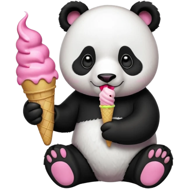 Panda eating ice cream emoji