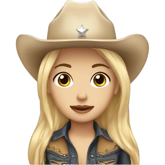 blonde emo cowgirl with sparkly cowboy hat emoji