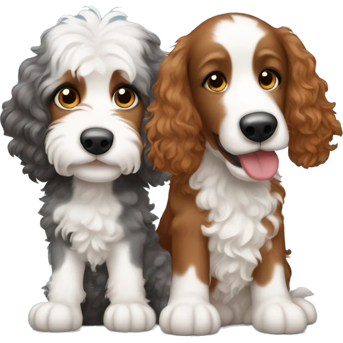 redhead girl with tri merle bernedoodle emoji