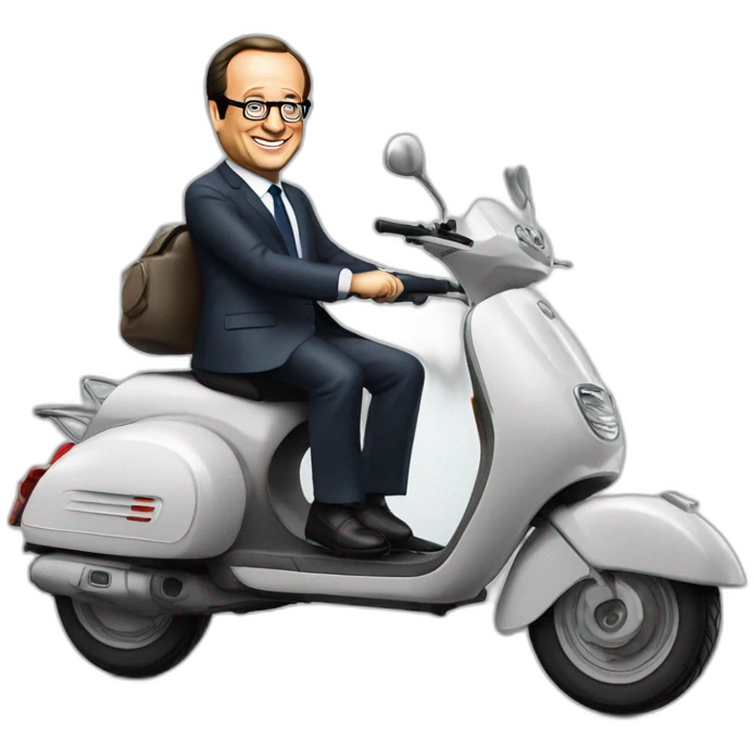 François Hollande sur un scooter emoji