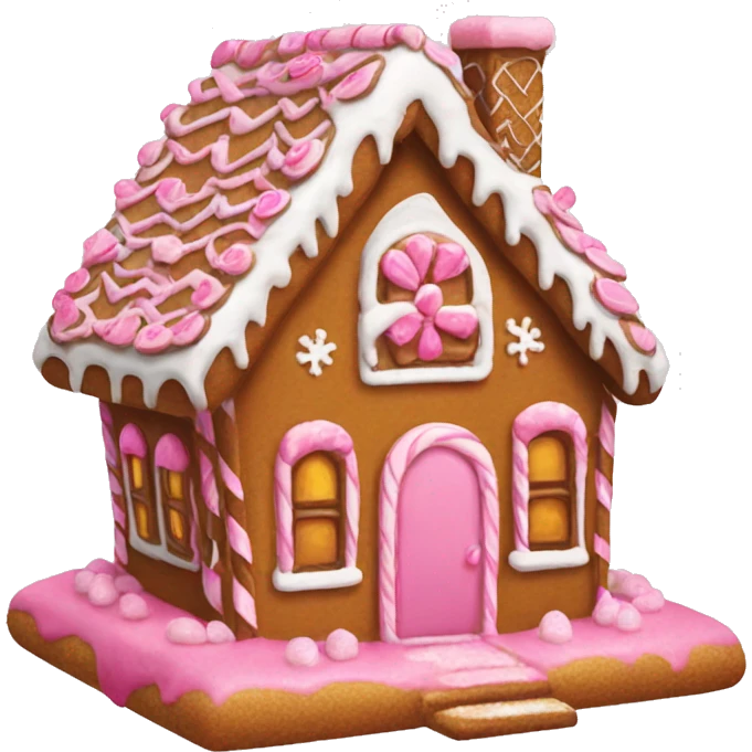 gingerbread house with pink details emoji