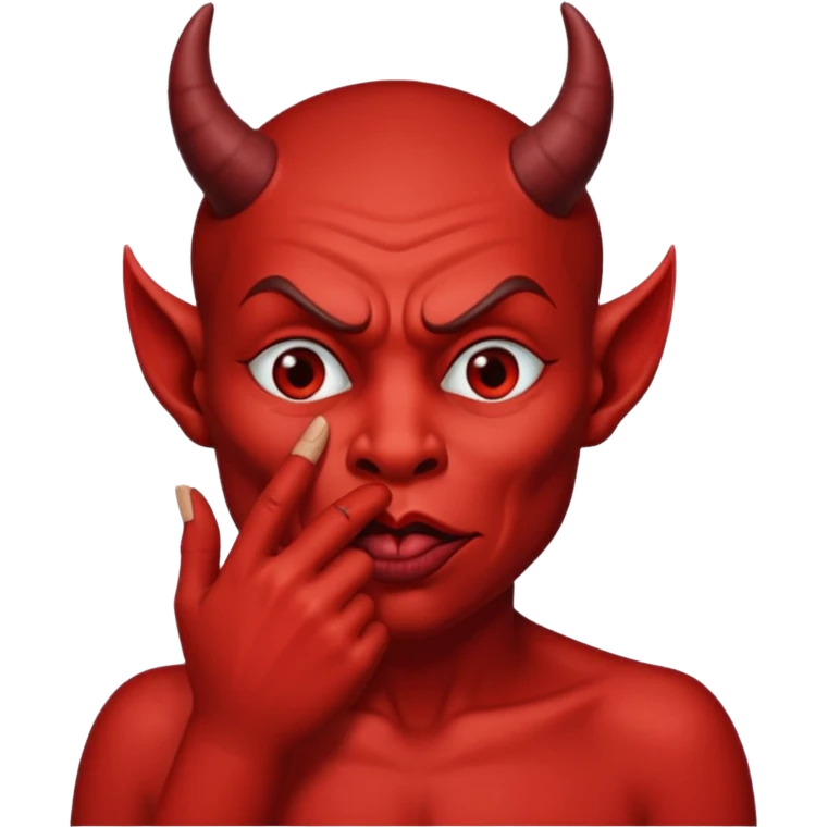 Creppy devil and shushing someone  🤫 like there figer over there mouth  like there lip is closed and the figers over emoji