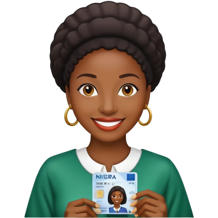 Nigeria, travel visa, with black woman photo on it. emoji