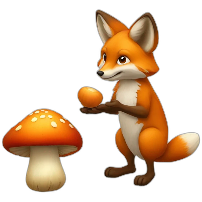 Renard sur un champignon emoji