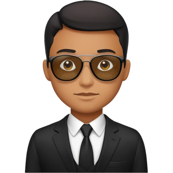 Apple emoji style, black-suited special agent wearing sunglasses emoji