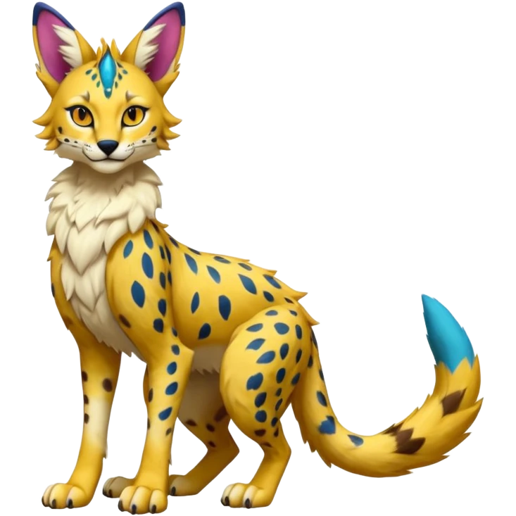 Anthro Epic Beautiful Handsome Pretty Colorful Sergal-Serval-Vernid full body emoji