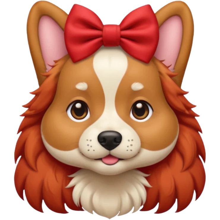 very red haired dog with a bow on hair emoji