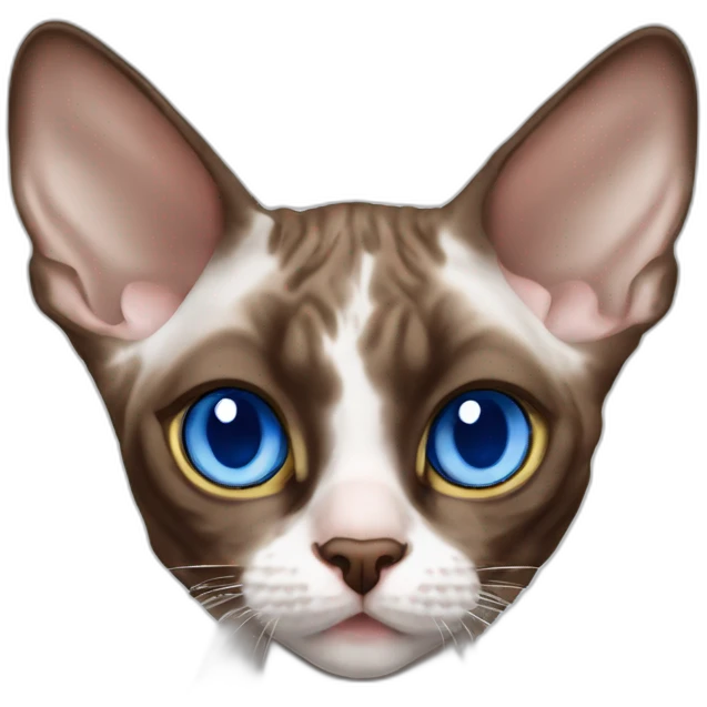 chocolate point devon rex cat with blue eyes emoji