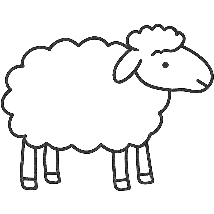 hand-drawn outlined sheep icon emoji