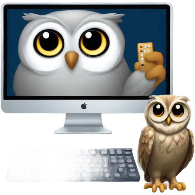 Owl playing computer gamr emoji