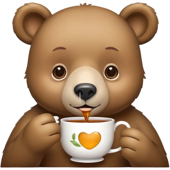 Cute bear drinking tea emoji