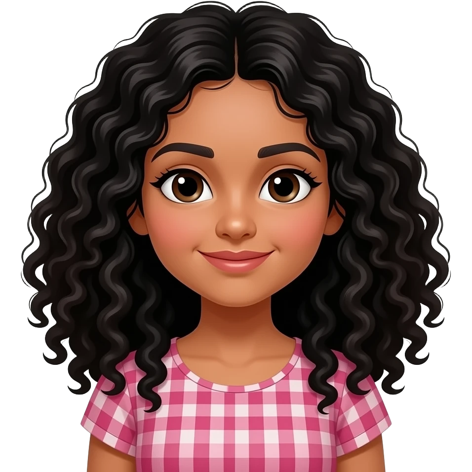 An Indian girl with black curly hair emoji