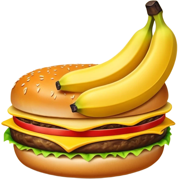 огромный банан в бургере вместо котлеты emoji