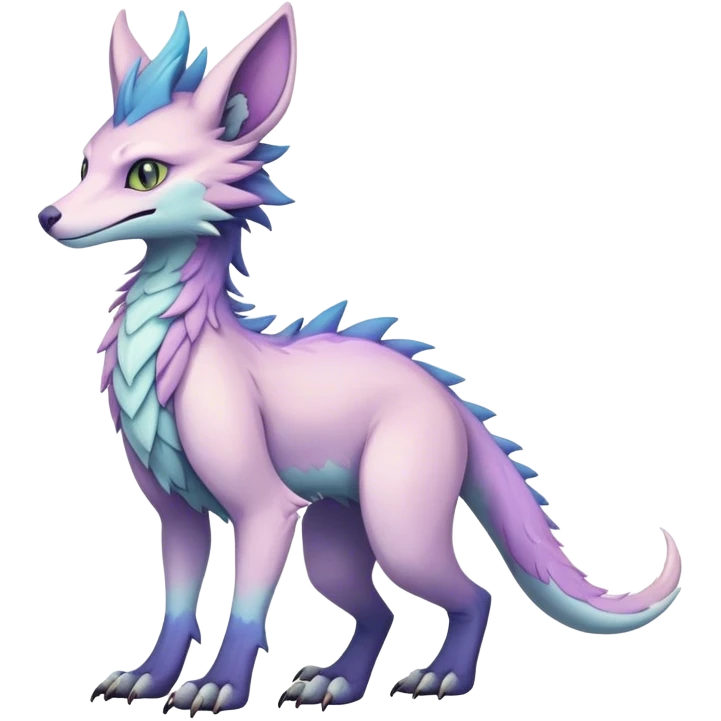 Feral Rare Fantasy cute pastel Vernid-Sergal-animal-creature-hybrid by LiLaiRa, markings, tufted ears, full body emoji