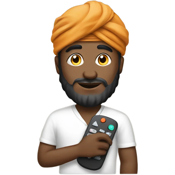 Man in turban with remote in hand emoji