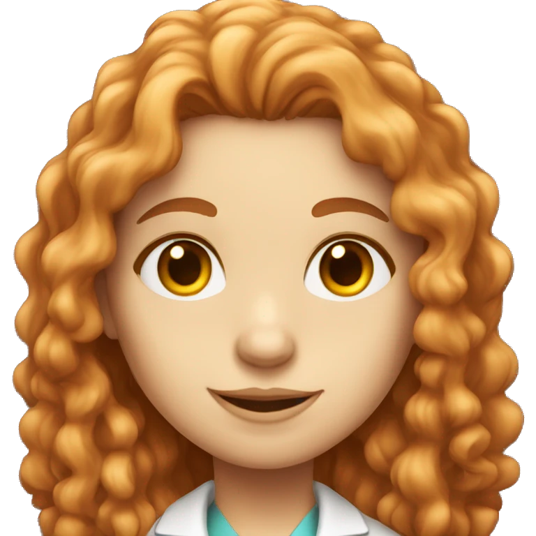 scientist girl with fair skin, long curly reddish hair and hazel eyes emoji