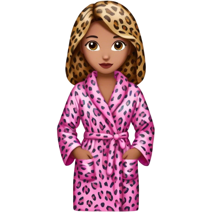 Lady wearing a pink leopard patterned dressing gown  emoji