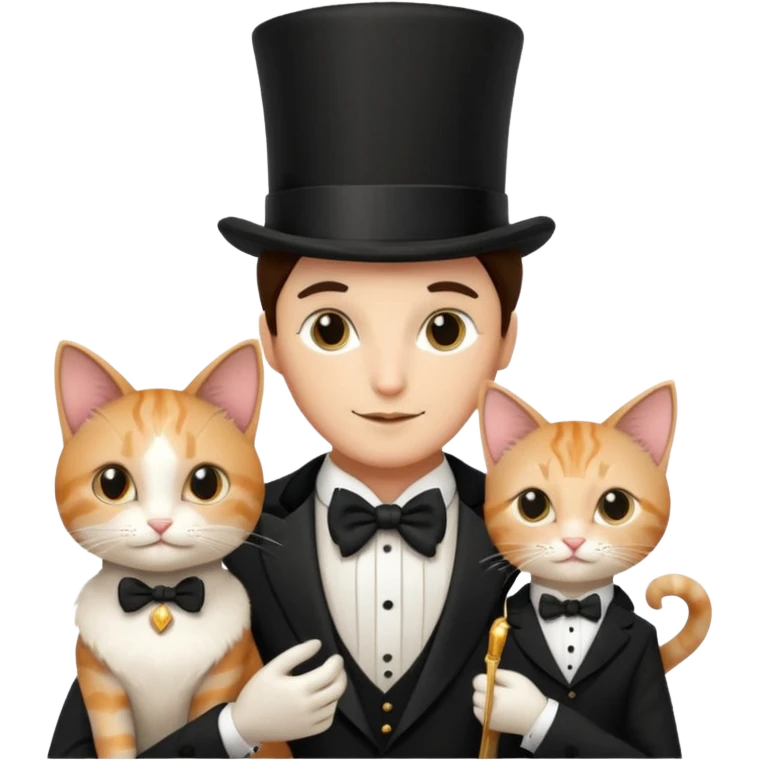 magician couple and their pet cat emoji