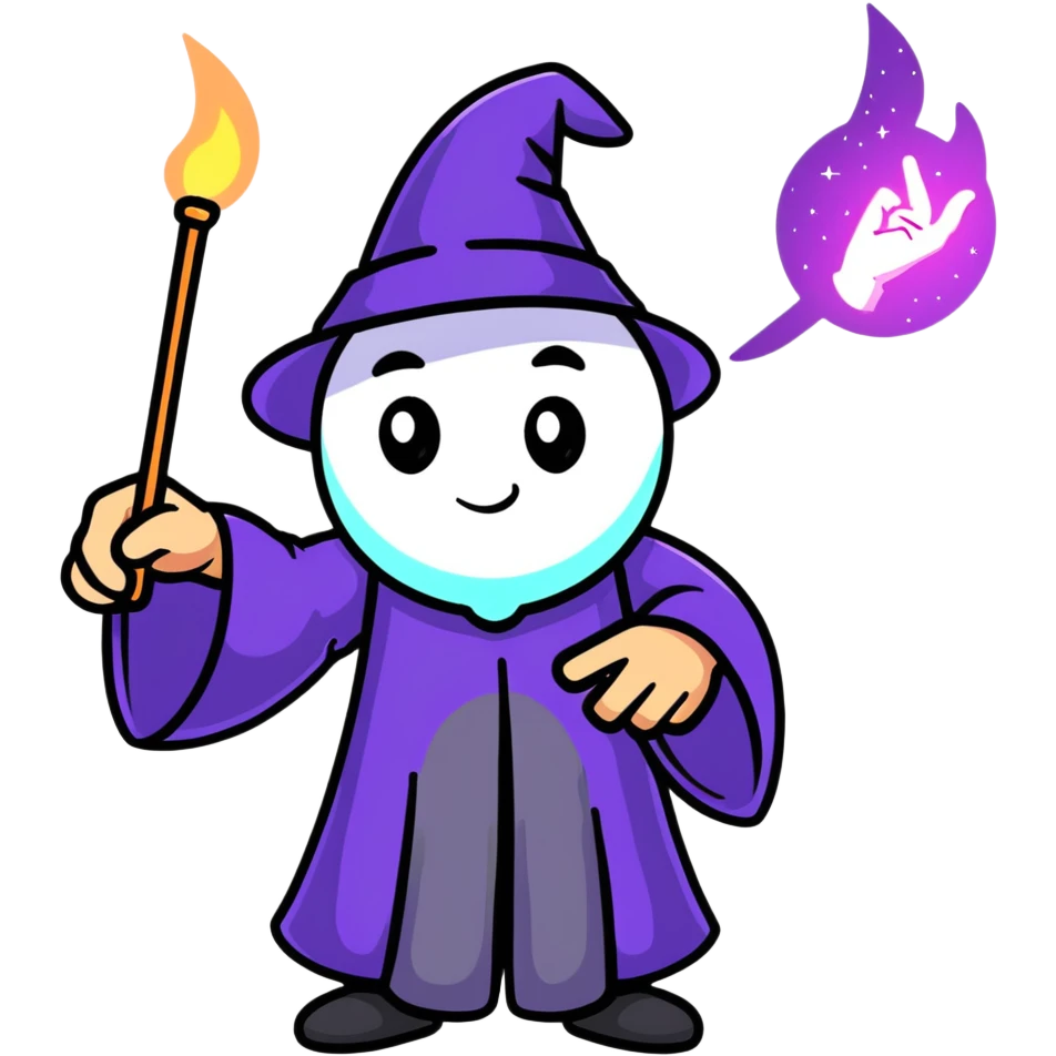 wizard hand casting spell with glowing magic wand emoji