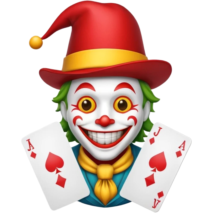 poker card with a funny jolly joker inside the card emoji