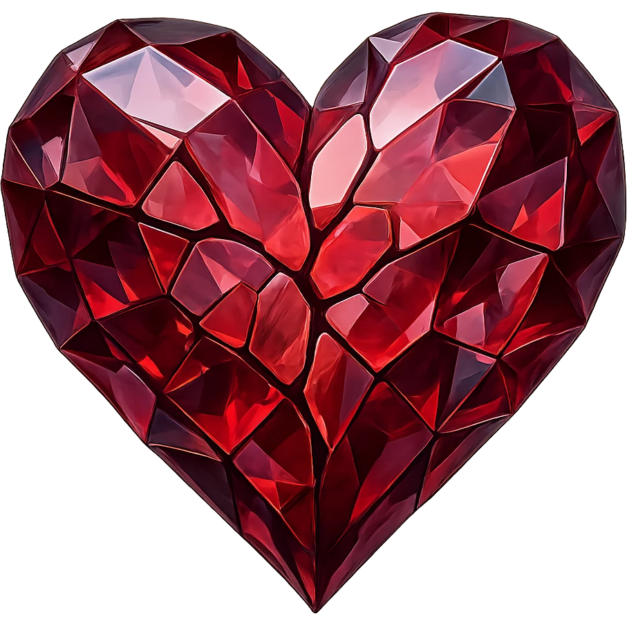 heart with a shattered gemstone effect, remove background emoji
