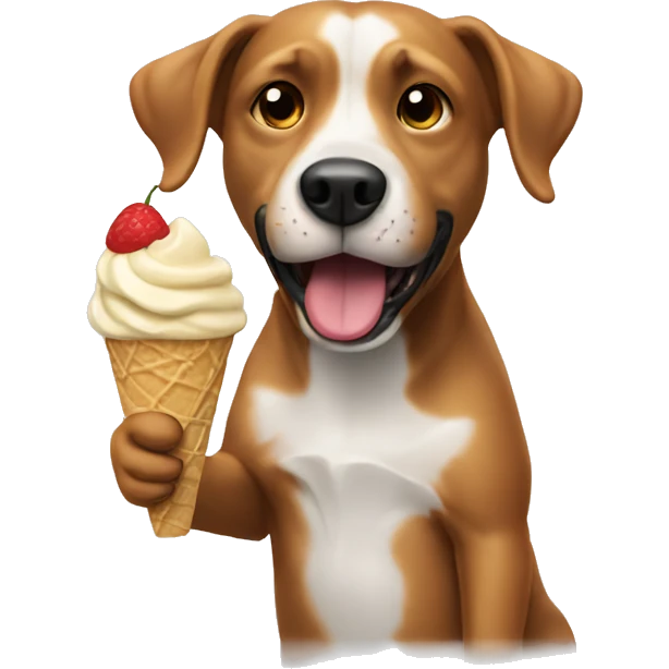 Dog eating ice cream emoji