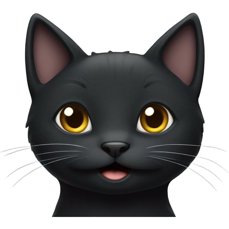 Black cat with white neck with silly face emoji