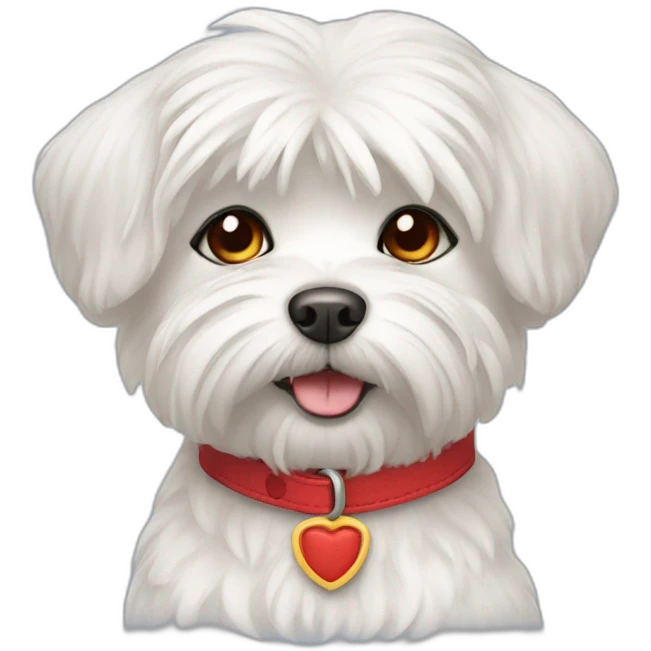 Maltese dog with red collar emoji