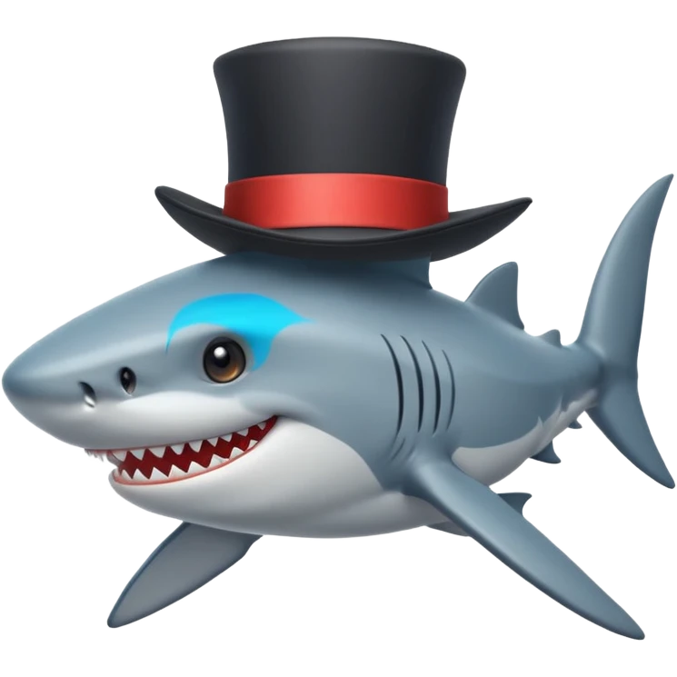 Shark with a top hat emoji