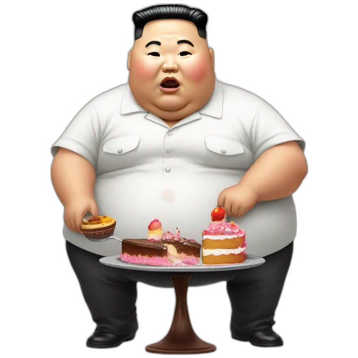 Kim jung un morbidly obese eating cake emoji