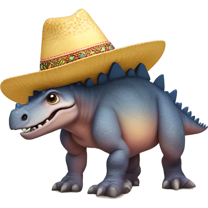 Stegosaurus wearing a sombrero emoji