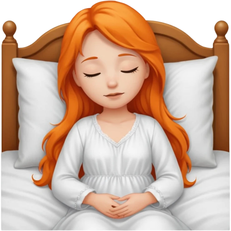 Orange long hair girl sleeping in bed alone emoji