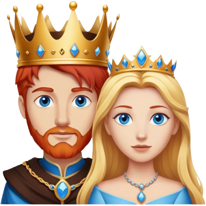 Red hair king, blonde queen, blue eyes emoji