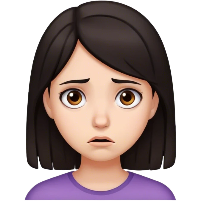 girl with dark hair looking very worried emoji