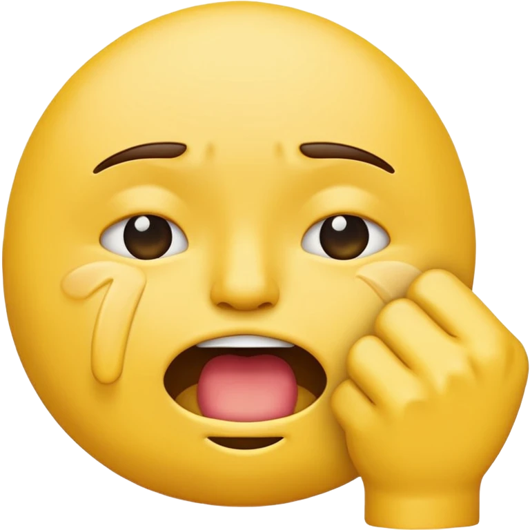 crying emoji covering mouth with fist upside right emoji