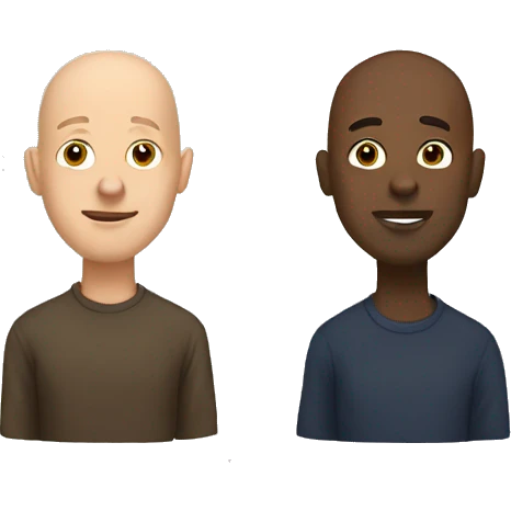 Two black guys One bald One with curly hair.  emoji