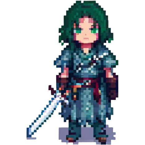 Muichiro Tokito from Demon Slayer, pixel art style, standing with sword, misty effect emoji