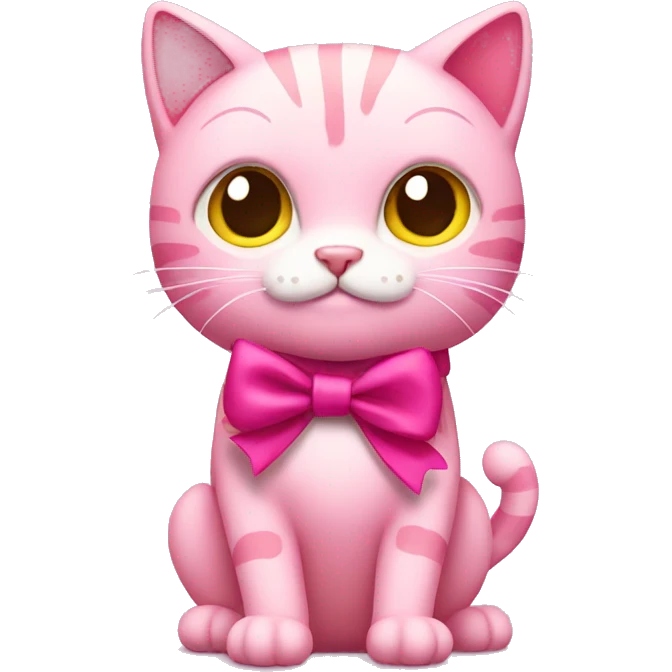 Pink cat with ribbon emoji
