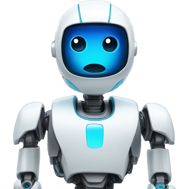 front facing robot with blue eyes  emoji
