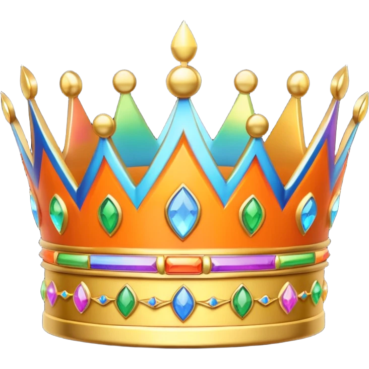 3d crown orange in color with rainbow inlay emoji