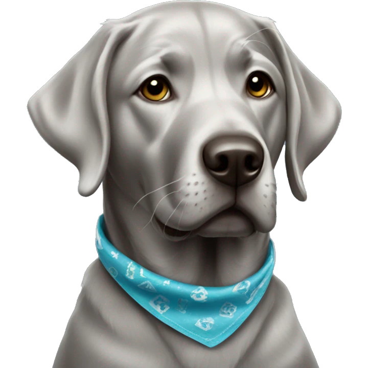 Silver Lab wearing bandana emoji