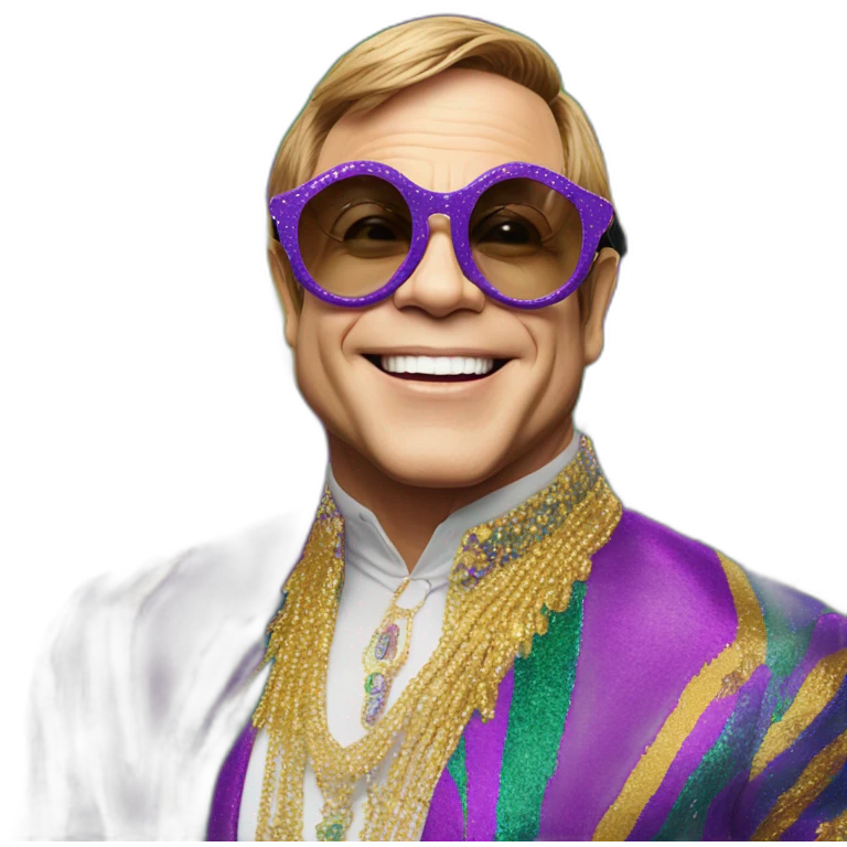 elton john wearing KREWE eywear sunglasses mardi gras emoji