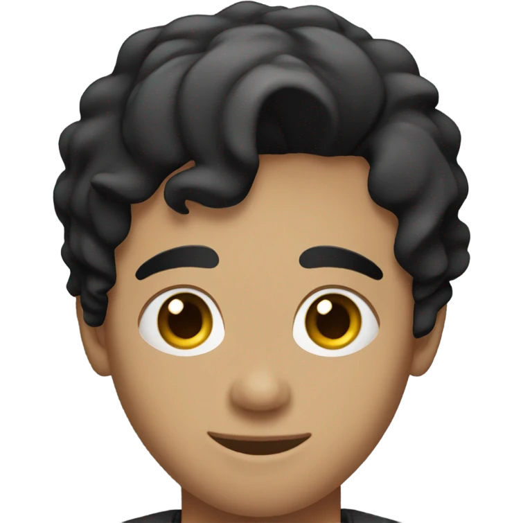 24 year old men no bread black short hair and black eyes emoji