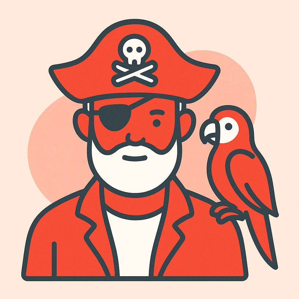 pirate with eye patch and parrot emoji