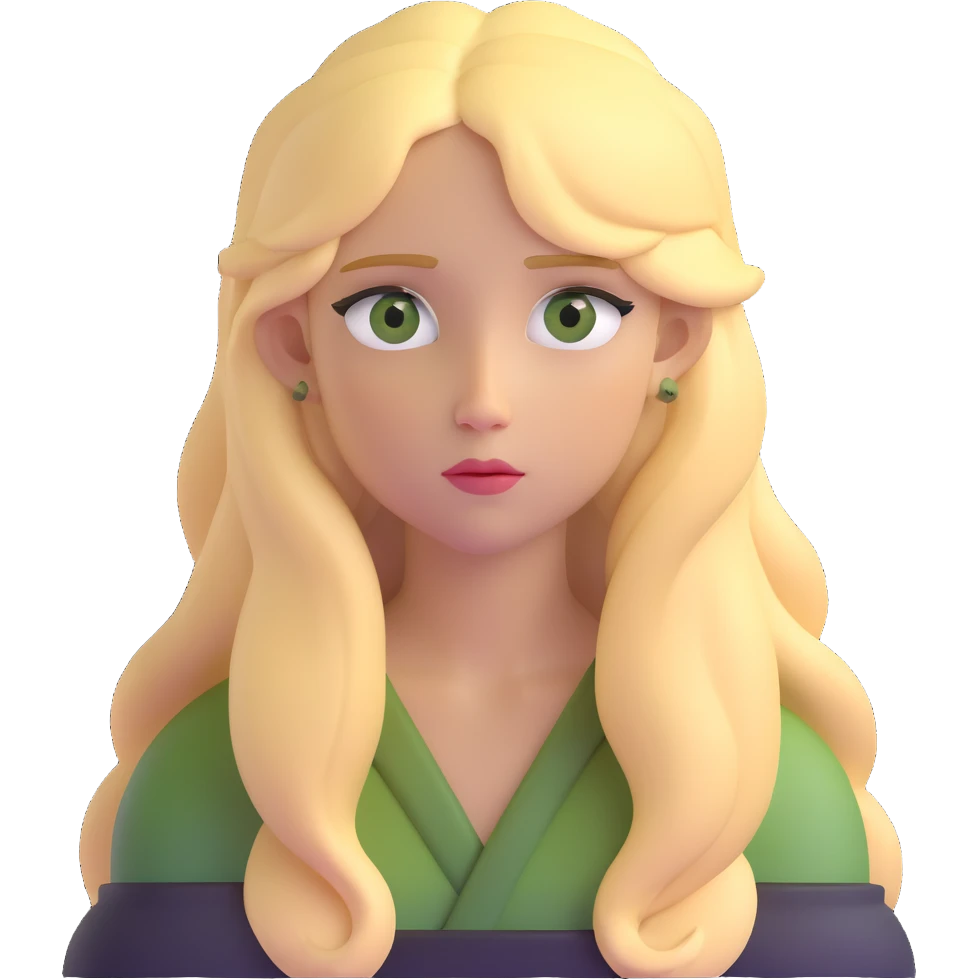 long-haired blonde with swamp eyes, thoughtful emoji