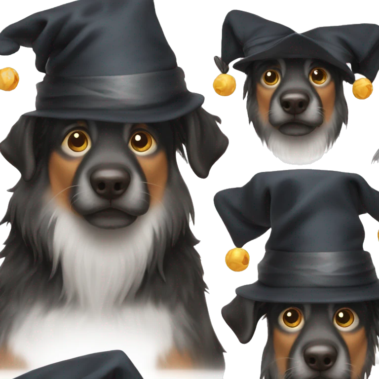 black dog with wizard hat emoji