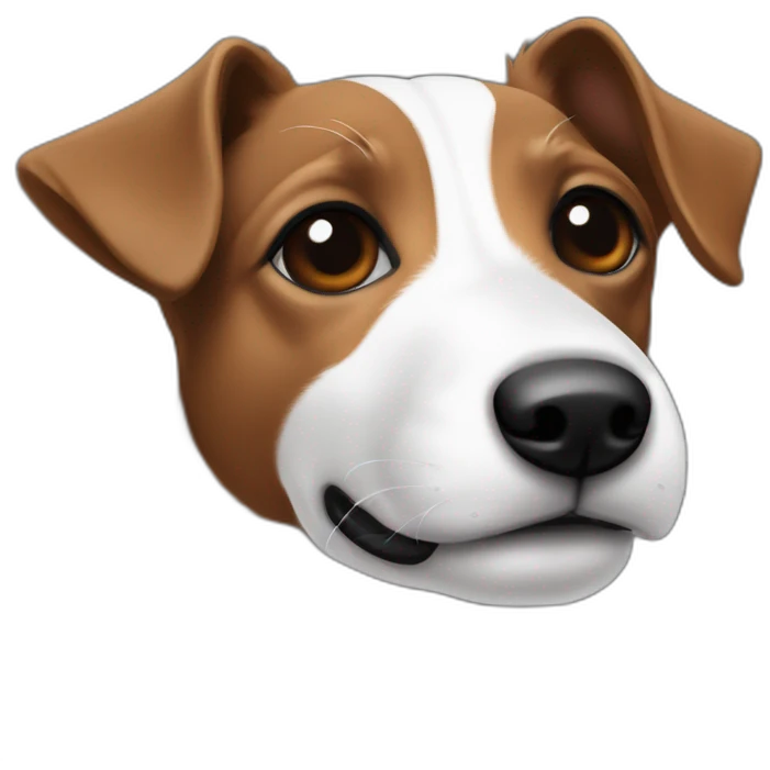 Jack russel noir et blanc avec des taches marron avec oreille dressée emoji
